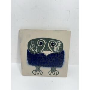 Bennington Potters Grumpy OWL Vintage Trivet wall TILE 1536 Mid Century Modern